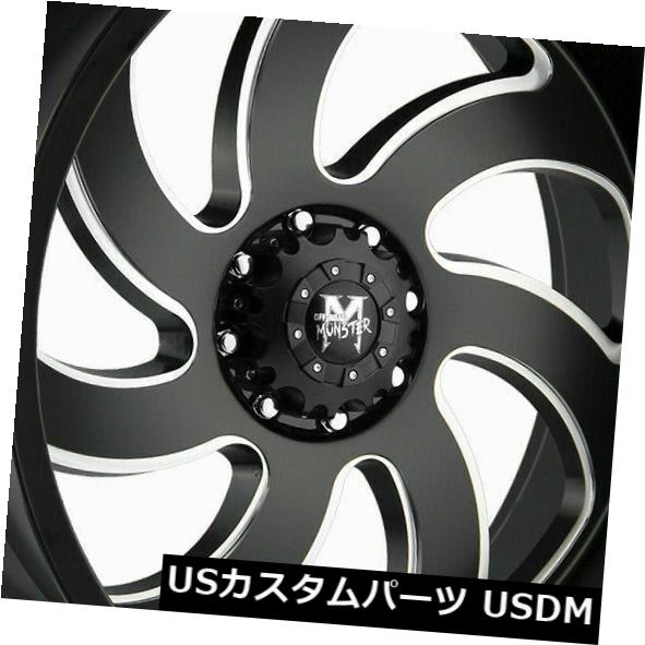 海外輸入ホイール 24x12オフロードモンスターM07 6x5.5 / 6x139.7 -44フラットブラックミルドホイールRiセット(4) 24x12 Off-Road Monster M07 6x5.5/6x139.7 -44 Flat Black Milled Wheels Ri Set(4) 【並行輸入品】