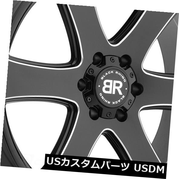 海外輸入ホイール 22x9.5ブラックライノハカ6x5.5 / 6x139.7 25ブラックホイールリムセット（4） 22x9.5 Black Rhino Haka 6x5.5/6x139.7 25 Black Wheels Rims Set(4) 【並行輸入品】