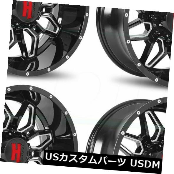 海外輸入ホイール 22x14 Havok H109 8x180 -76ブラックミルドホイールリムセット（4） 22x14 Havok H109 8x180 -76 Black Milled Wheels Rims Set(4) 【並行輸入品】｜カスタムパーツ WORLD倉庫