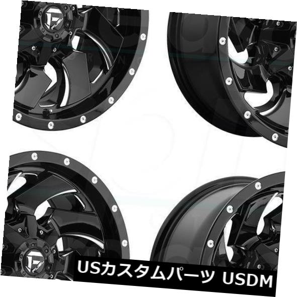 海外輸入ホイール 20x12フューエルクリーバーD574 5x4.5 / 5x5 / 5x12 7 -44ブラックミルドホイールリムセット（4） 20x12 Fuel Cleaver D574 5x4.5/5x5/5x127 -44 Black Milled Wheels Rims Set(4) 【並行輸入品】