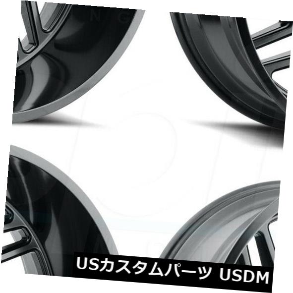 海外輸入ホイール 22x12敵対的なH116ジグソー8x6.5 / 8x165.1 -44フルブラックホイールリムセット（4） 22x12 Hostile H116 Jigsaw 8x6.5/8x165.1 -44 Full Black Wheels Rims Set(4) 【並行輸入品】