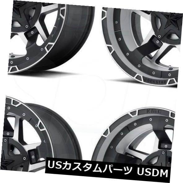海外輸入ホイール 20x10 XD XD827 Rockstar 5x5 / 5x5.5 -24ブラックマシンホイールリムセット（4） 20x10 XD XD827 Rockstar 5x5/5x5.5 -24 Black Machine Wheels Rims Set(4) 【並行輸入品】