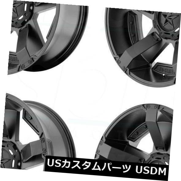海外輸入ホイール 20x12 XD XD811 Rockstar 8x6.5 / 8x165.1 -44ブラックアクセントホイールリムセット（4） 20x12 XD XD811 Rockstar 8x6.5/8x165.1 -44 Black Accent Wheels Rims Set(4) 【並行輸入品】