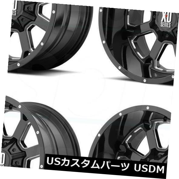 海外輸入ホイール 20x12 XD XD825 Buck 25 8x6.5 / 8x165.1 -44ブラックミルドホイールリムセット(4) 20x12 XD XD825 Buck 25 8x6.5/8x165.1 -44 Black Milled Wheels Rims Set(4) 【並行輸入品】