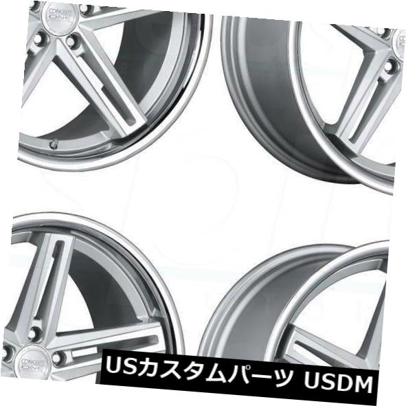 海外輸入ホイール 22x9 / 22x10.5 Concept One CS-55 5x120 35/35シルバー加工ホイールリムセット（4） 22x9/22x10.5 Concept One CS-55 5x120 35/35 Silver Machined Wheel Rim set(4) 【並行輸入品】