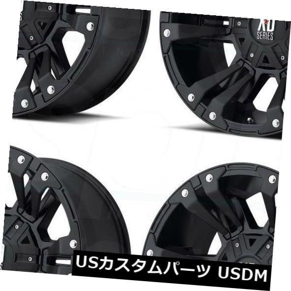 海外輸入ホイール 20x10 XD XD822モンスター8x180 -24ブラックアクセントホイールリムセット（4） 20x10 XD XD822 Monster 8x180 -24 Black Accent Wheels Rims Set(4) 【並行輸入品】