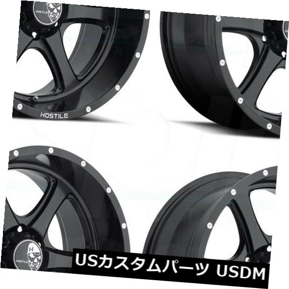 海外輸入ホイール 22x10敵対的なH105 Exile 5x5 / 5x127 -19フルブラックホイールリムセット（4） 22x10 Hostile H105 Exile 5x5/5x127 -19 Full Black Wheels Rims Set(4) 【並行輸入品】｜カスタムパーツ WORLD倉庫