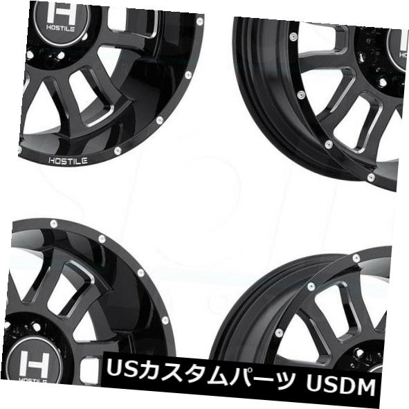 海外輸入ホイール 20x12敵対的なH107ガントレット6x135 -44ブラックミルドホイールリムセット（4） 20x12 Hostile H107 Gaunlet 6x135 -44 Black Milled Wheels Rims Set(4) 【並行輸入品】