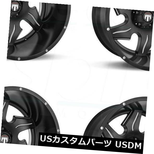 海外輸入ホイール 22x14 Truxx AT163 5x5 / 5x127 -76ブラックミルドホイールリムセット（4） 22x14 Truxx AT163 5x5/5x127 -76 Black Milled Wheels Rims Set(4) 【並行輸入品】