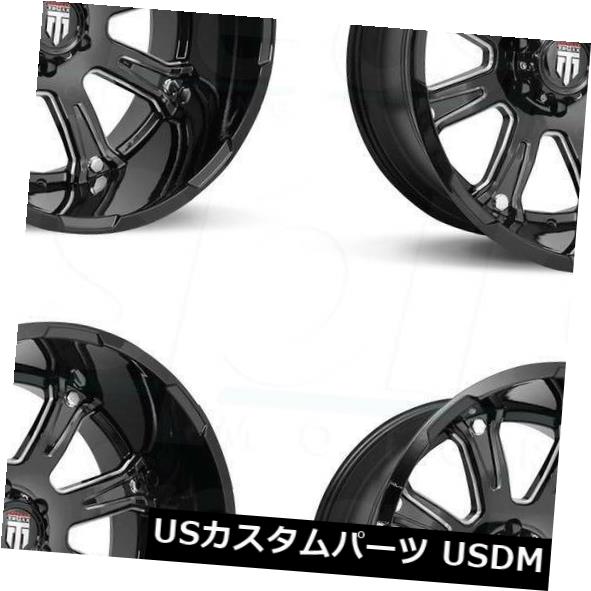 海外輸入ホイール 22x14 Truxx AT154 8x6.5 / 8x165.1 -76ブラックミルドホイールリムセット（4） 22x14 Truxx AT154 8x6.5/8x165.1 -76 Black Milled Wheels Rims Set(4) 【並行輸入品】