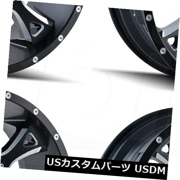 海外輸入ホイール 22x12カリオフロードアナーキー8x6.5 / 8x170 -44サテンブラックミルドホイールRiセット（4） 22x12 Cali Off-Road Anarchy 8x6.5/8x170 -44 Satin Black Milled Wheels Ri Set(4) 【並行輸入品】