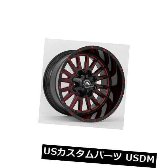 海外輸入ホイール 20x12アメリカンオフロードA105 5x114.3 -44ブラックミルドレッドホイールリムセット（4） 20x12 American Off-Road A105 5x114.3 -44 Black Milled Red Wheels Rims Set(4) 【並行輸入品】
