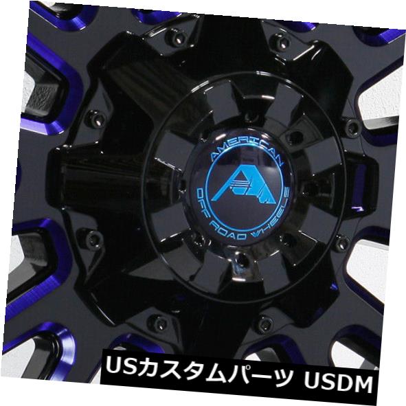 海外輸入ホイール 20x12アメリカンオフロードA105 6x5 / 6x127 -44ブラックミルドブルーホイールリムセット（4） 20x12 American Off-Road A105 6x5/6x127 -44 Black Milled Blue Wheels Rims Set(4) 【並行輸入品】