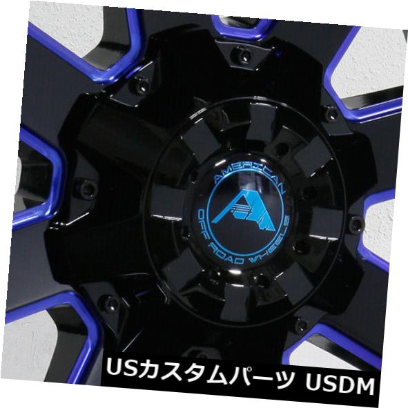 海外輸入ホイール 20x12アメリカンオフロードA108 8x170 -44ブラックミルドブルーホイールリムセット（4） 20x12 American Off-Road A108 8x170 -44 Black Milled Blue Wheels Rims Set(4) 【並行輸入品】