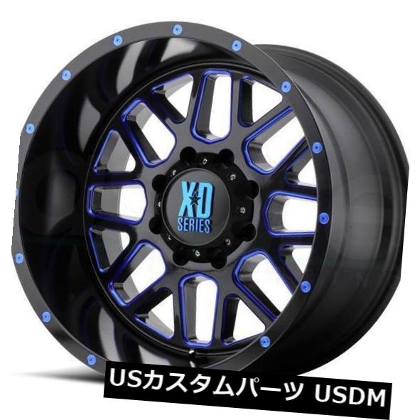 海外輸入ホイール 20x12 XD XD820グレネード6x5.5 / 6x139.7 -44ブラックミルドブルーホイールリムセット（4） 20x12 XD XD820 Grenade 6x5.5/6x139.7 -44 Black Milled Blue Wheels Rims Set(4) 【並行輸入品】