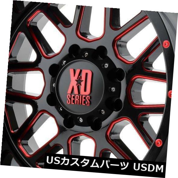 海外輸入ホイール 20x12 XD XD820グレネード8x170 -44ブラックミルドレッドホイールリムセット（4） 20x12 XD XD820 Grenade 8x170 -44 Black Milled Red Wheels Rims Set(4) 【並行輸入品】