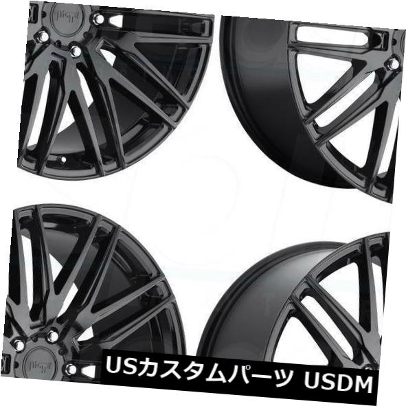海外輸入ホイール 22x9 / 22x10.5ニッチアンツィオM164 5x130 45/55グロスブラックホイールリムセット(4) 22x9/22x10.5 Niche Anzio M164 5x130 45/55 Gloss Black Wheels Rims Set(4) 【並行輸入品】