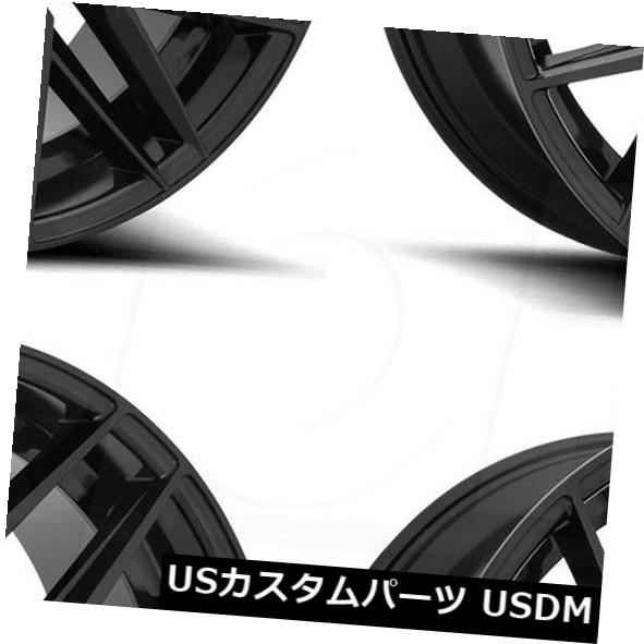 海外輸入ホイール 22x9 / 22x10.5ニッチガンマM224 5x115 15/20ブラックホイールリムセット（4） 22x9/22x10.5 Niche Gamma M224 5x115 15/20 Black Wheels Rims Set(4) 【並行輸入品】