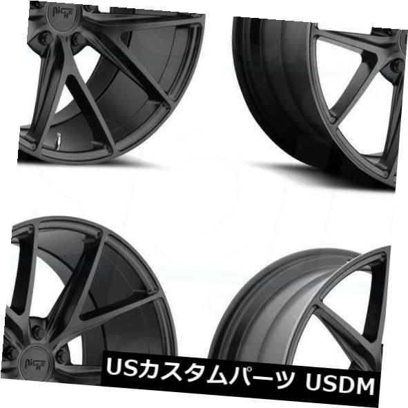 海外輸入ホイール 22x9 / 22x10.5ニッチミサノM117 5x120 25/30マットブラックホイールリムセット（4） 22x9/22x10.5 Niche Misano M117 5x120 25/30 Matte Black Wheels Rims Set(4) 【並行輸入品】