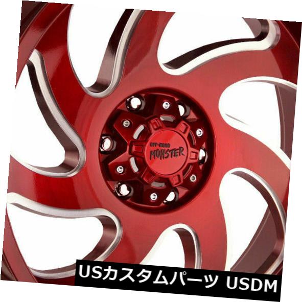 海外輸入ホイール 22x12オフロードモンスターM07 5x5 / 5x127 -44キャンディアップルレッドホイールリムセット(4) 22x12 Off-Road Monster M07 5x5/5x127 -44 Candy Apple Red Wheels Rims Set(4) 【並行輸入品】|カスタムパーツ WORLD倉庫