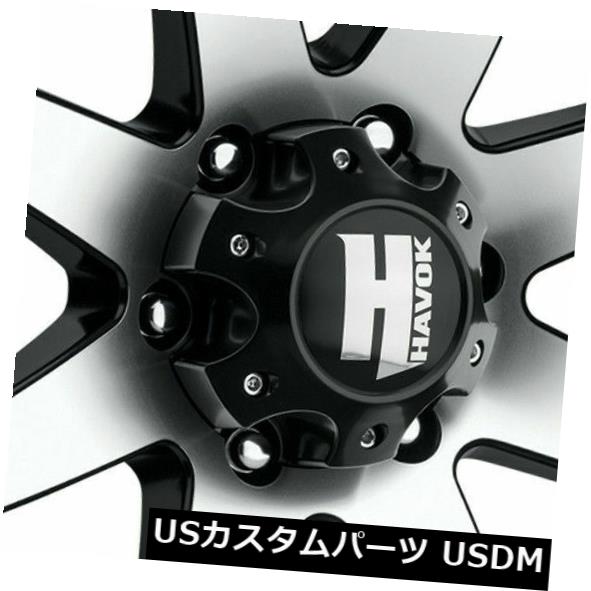 海外輸入ホイール 22x12 Havok H112 8x180 -44ブラックマシンドホイールリムセット（4） 22x12 Havok H112 8x180 -44 Black Machined Wheels Rims Set(4) 【並行輸入品】｜カスタムパーツ WORLD倉庫