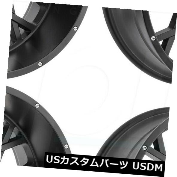 海外輸入ホイール 24x12 Vision 412ロッカー6x5.5 / 6x139.7 -51サテンブラックホイールリムセット（4） 24x12 Vision 412 Rocker 6x5.5/6x139.7 -51 Satin Black Wheels Rims Set(4) 【並行輸入品】