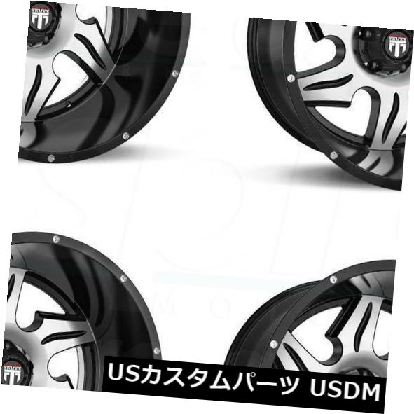 海外輸入ホイール 22x14 Truxx AT163 6x5.5 / 6x139.7 -76ブラックホイールリムセット（4） 22x14 Truxx AT163 6x5.5/6x139.7 -76 Black Wheels Rims Set(4) 【並行輸入品】