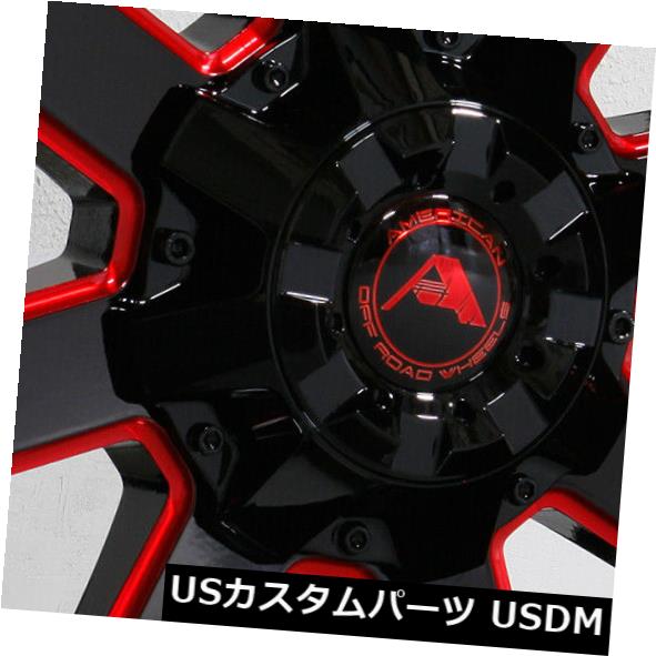 海外輸入ホイール 20x10アメリカンオフロードA108 6x135 / 6x5.5 -24ブラックミルドレッドホイールリムセット（4） 20x10 American Off-Road A108 6x135/6x5.5 -24 Black Milled Red Wheels Rim Set(4) 【並行輸入品】