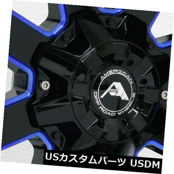 海外輸入ホイール 20x10アメリカンオフロードA108 5x114.3 -24ブラックミルドブルーホイールリムセット（4） 20x10 American Off-Road A108 5x114.3 -24 Black Milled Blue Wheels Rims Set(4) 【並行輸入品】