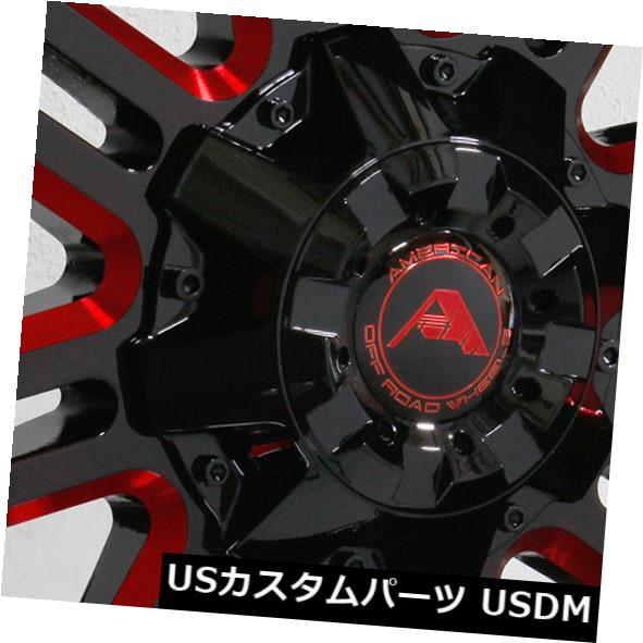 海外輸入ホイール 20x10アメリカンオフロードA106 8x170 -24ブラックミルドレッドホイールリムセット（4） 20x10 American Off-Road A106 8x170 -24 Black Milled Red Wheels Rims Set(4) 【並行輸入品】