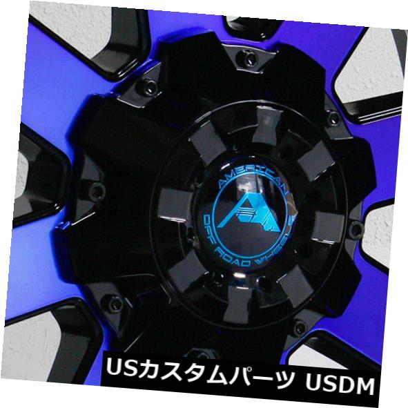 海外輸入ホイール 20x12アメリカンオフロードA108 6x135 / 6x5.5 -44ブラックマシニングブルーホイールセット（4） 20x12 American Off-Road A108 6x135/6x5.5 -44 Black Machined Blue Wheels Set(4) 【並行輸入品】｜カスタムパーツ WORLD倉庫