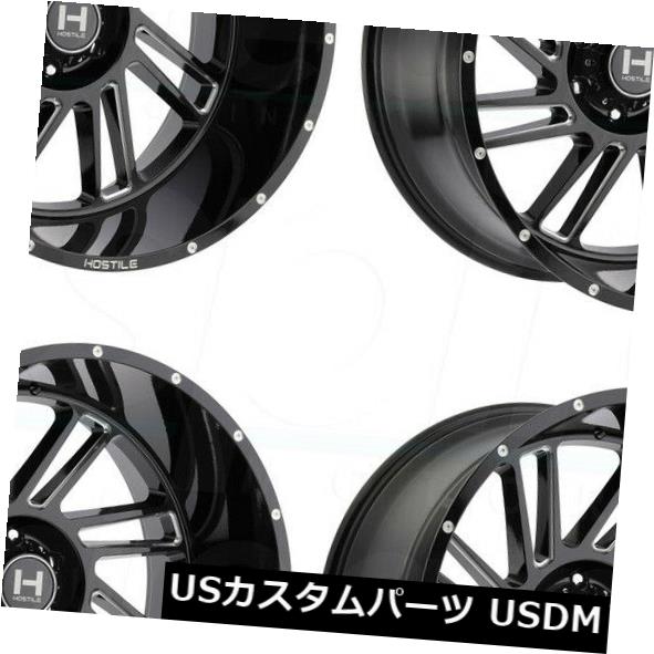 海外輸入ホイール 20x9敵対的なH110ストライカー6x5.5 / 6x139.7 12ブラックミルドホイールリムセット（4） 20x9 Hostile H110 Stryker 6x5.5/6x139.7 12 Black Milled Wheels Rims Set(4) 【並行輸入品】
