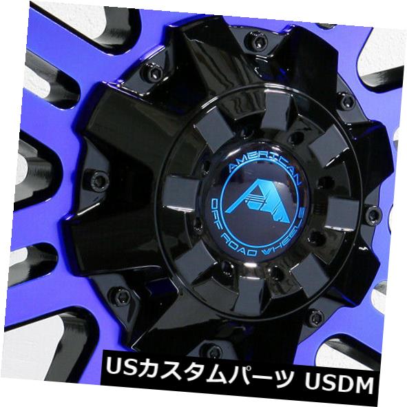 海外輸入ホイール 20x10アメリカンオフロードA106 6x5.5 / 6x139.7 -24ブラックマシニングドブルーホイールセット(4) 20x10 American Off-Road A106 6x5.5/6x139.7 -24 Black Machined Blue Wheels Set(4) 【並行輸入品】|カスタムパーツ WORLD倉庫