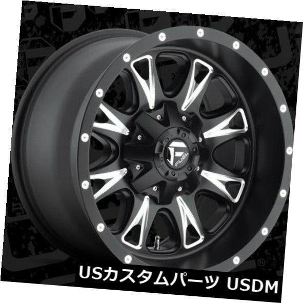 海外輸入ホイール 18x10 ET-24燃料D513スロットル8x165.1ブラックミルドホイール（4個セット） 18x10 ET-24 Fuel D513 Throttle 8x165.1 Black Milled Wheels (Set of 4) 【並行輸入品】