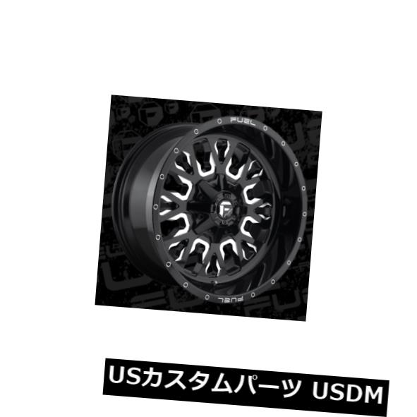 海外輸入ホイール 20x12 ET-43燃料D611ストローク8x180ブラックミルドホイール（4個セット） 20x12 ET-43 Fuel D611 Stroke 8x180 Black Milled Wheels (Set of 4) 【並行輸入品】
