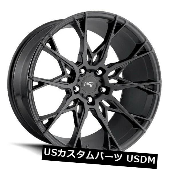 海外輸入ホイール 22x9 ET38ニッチM183スタッカート5x112マットブラックホイール（4個セット） 22x9 ET38 Niche M183 Staccato 5x112 Matte Black Wheels (Set of 4) 【並行輸入品】