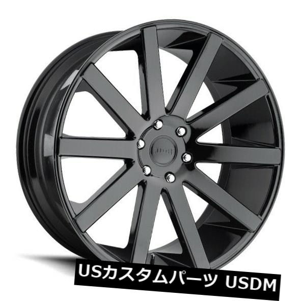 海外輸入ホイール 24x10 ET30ダブS219ショットカラー6x139.7ブラックリム（4個セット） 24x10 ET30 Dub S219 Shot Calla 6x139.7 Black Rims (Set of 4) 【並行輸入品】