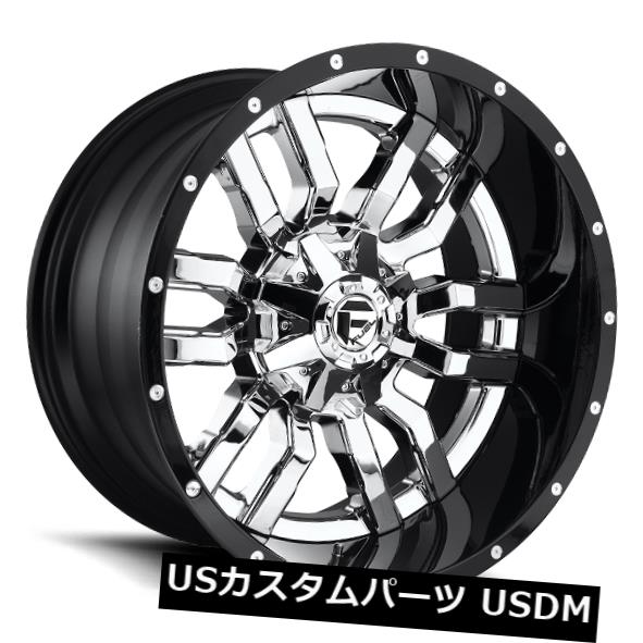 海外輸入ホイール 20x10 ET-18燃料D270スレッジ6x135 / 6x139.7クロムリム（4個セット） 20x10 ET-18 Fuel D270 Sledge 6x135/6x139.7 Chrome Rims (Set of 4) 【並行輸入品】
