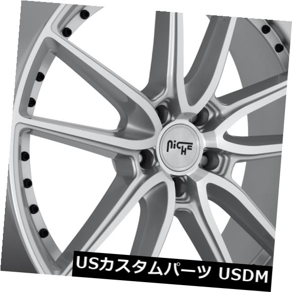 海外輸入ホイール 22x10.5 ET40 Niche M221 Dfs 5x112 Silver & Machined Wheels (Set of 4) 【並行輸入品】