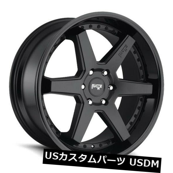 海外輸入ホイール 18x9.5 ET48 Niche M192 Altair 5x112マットブラック、ブラックリム付き（4個セット） 18x9.5 ET48 Niche M192 Altair 5x112 Matte Black w/ Black Rims (Set of 4) 【並行輸入品】