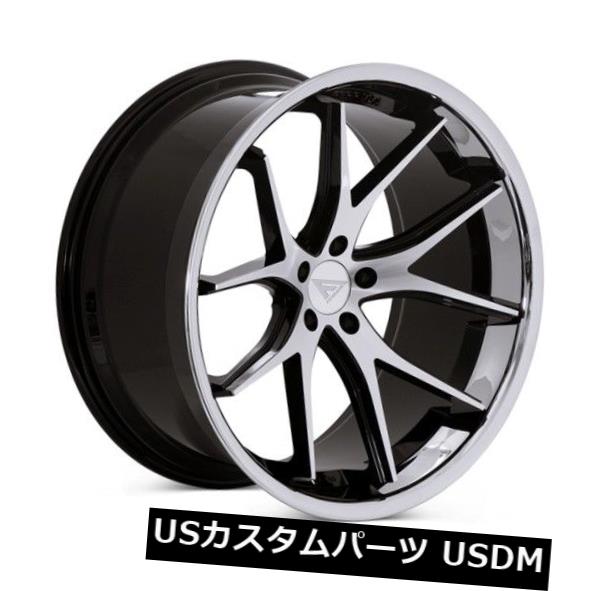 海外輸入ホイール 22x9F / 22x10.5R Ferrada FR2 5x120 +30/40機械加工ブラックホイール（4個セット） 22x9F/22x10.5R Ferrada FR2 5x120 +30/40 Machined Black Wheels (Set of 4) 【並行輸入品】