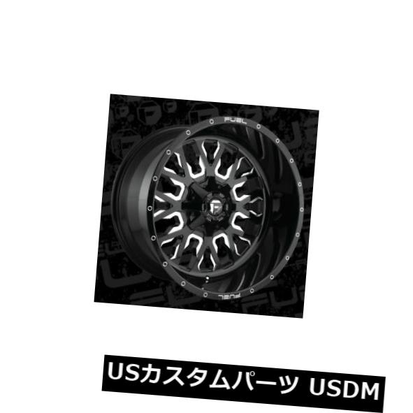 海外輸入ホイール 22x12 Fuel D611 Stroke 8x180 ET-44 Black & Milled Rims (Set of 4) 【並行輸入品】