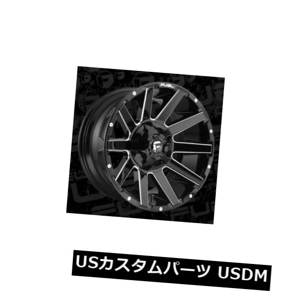 海外輸入ホイール 22x10 Fuel D615 Contra 5x114.3/5x127 ET-18 Black & Milled Rims (Set of 4) 【並行輸入品】