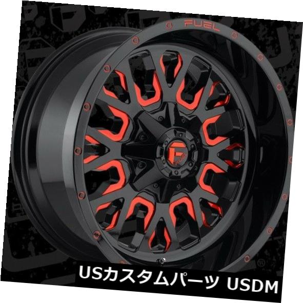 海外輸入ホイール 22x12フューエルD612 8x170 ET-44 REDリム（4個セット） 22x12 FUEL D612 8x170 ET-44 RED Rims (Set of 4) 【並行輸入品】