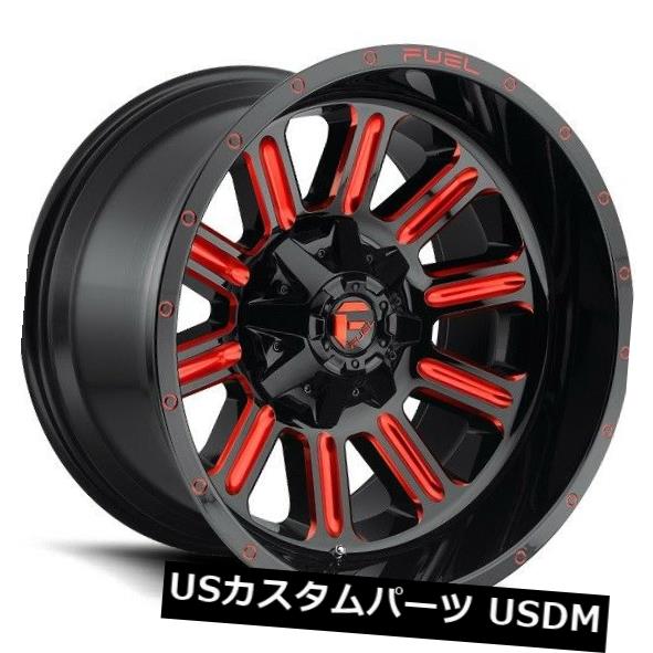 海外輸入ホイール 22x12フューエルD621 8x6.5 ET-44 REDリム（4個セット） 22x12 FUEL D621 8x6.5 ET-44 RED Rims (Set of 4) 【並行輸入品】