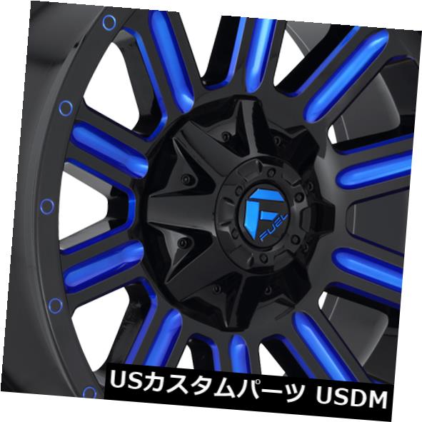 海外輸入ホイール 22x12 Fuel D646 Hardline 6x135 / 6x139.7 ET-44 Black w / Blue Wheels（4個セット） 22x12 Fuel D646 Hardline 6x135/6x139.7 ET-44 Black w/Blue Wheels (Set of 4) 【並行輸入品】