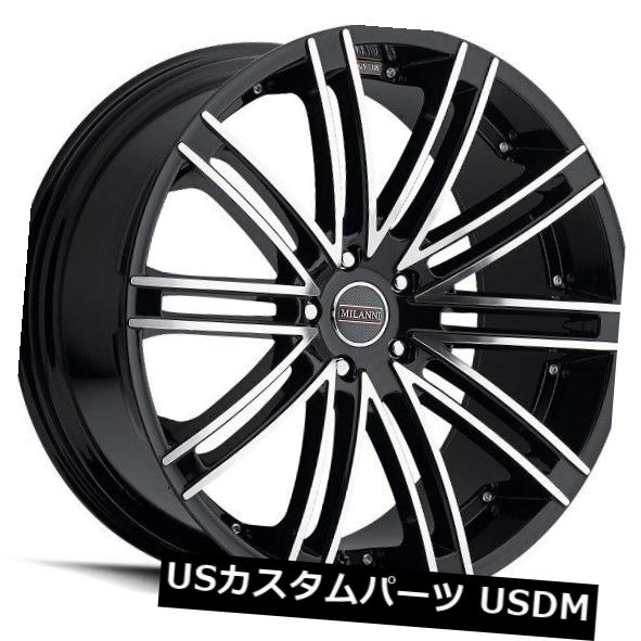 海外輸入ホイール 22X9 Milanni 9032 Khan 5x112 ET25ブラックマシニングフェイスホイール（4個セット） 22X9 Milanni 9032 Khan 5x112 ET25 Black Machined Face Wheels (Set of 4) 【並行輸入品】