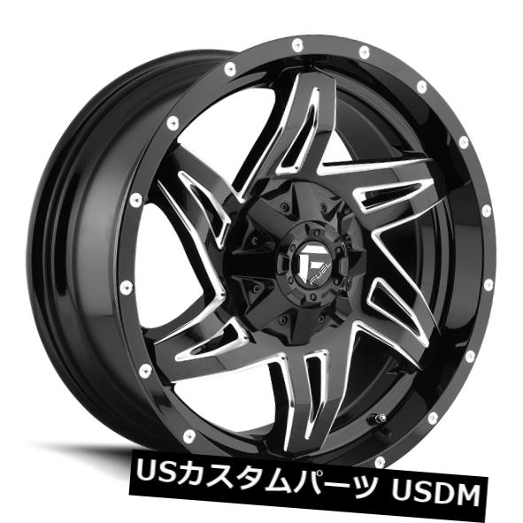 海外輸入ホイール 20x9 Fuel D613 Rocker 8x180 ET20 Black & Milled Rims (Set of 4) 【並行輸入品】
