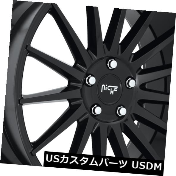 海外輸入ホイール 20x8.5ニッチホイールM214フォーム5x112 ET34ブラックホイール（4個セット） 20x8.5 Niche Wheels M214 Form 5x112 ET34 Black Wheels (Set of 4) 【並行輸入品】