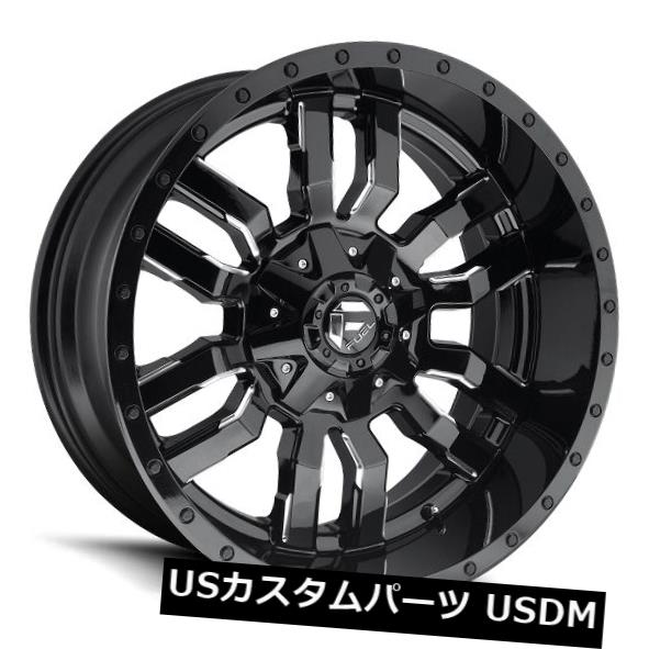 海外輸入ホイール フューエルスレッジD595 20x9 6x135 / 6x5.5 ET1グロスブラック/ミルホイール（4個セット） Fuel Sledge D595 20x9 6x135/6x5.5 ET1 Gloss Black/Milled Wheels (Set of 4) 【並行輸入品】｜カスタムパーツ WORLD倉庫